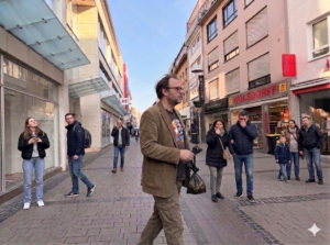 Kaiserslautern: Mann mit prallem Kotbeutel flaniert OHNE HUND durch Fußgängerzone