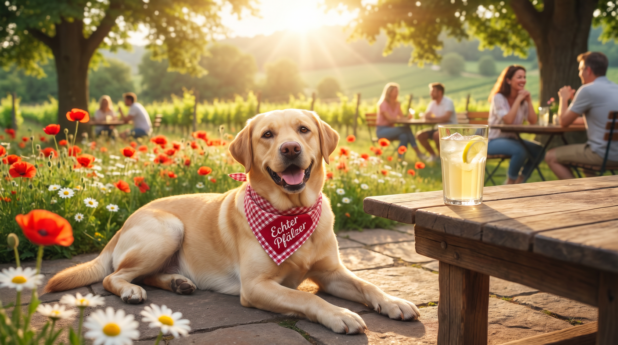 Echte Pfälzer Hunde im Frühling: Wenn der Vierbeiner zur Schorle-Runde will