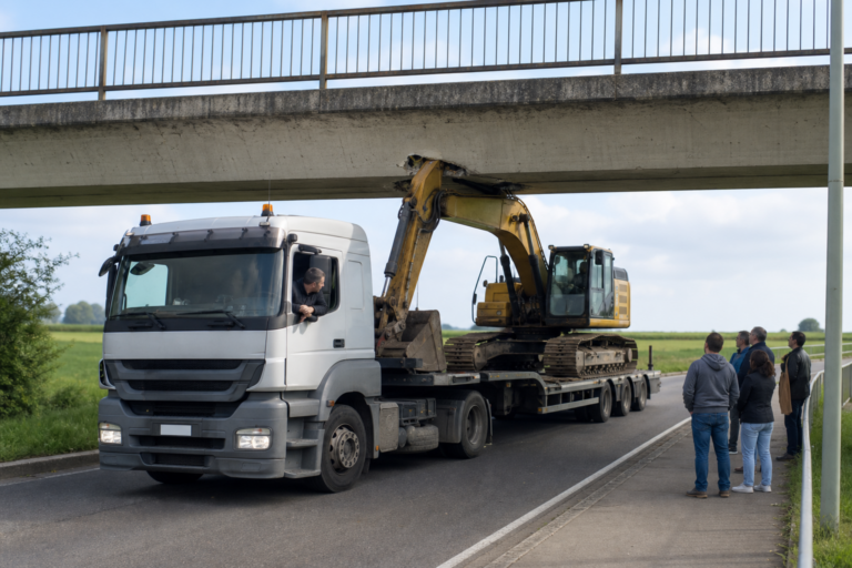 Bagger vs. Brücke: LKW-Fahrer übersieht kleine Details wie Höhenbeschränkungen